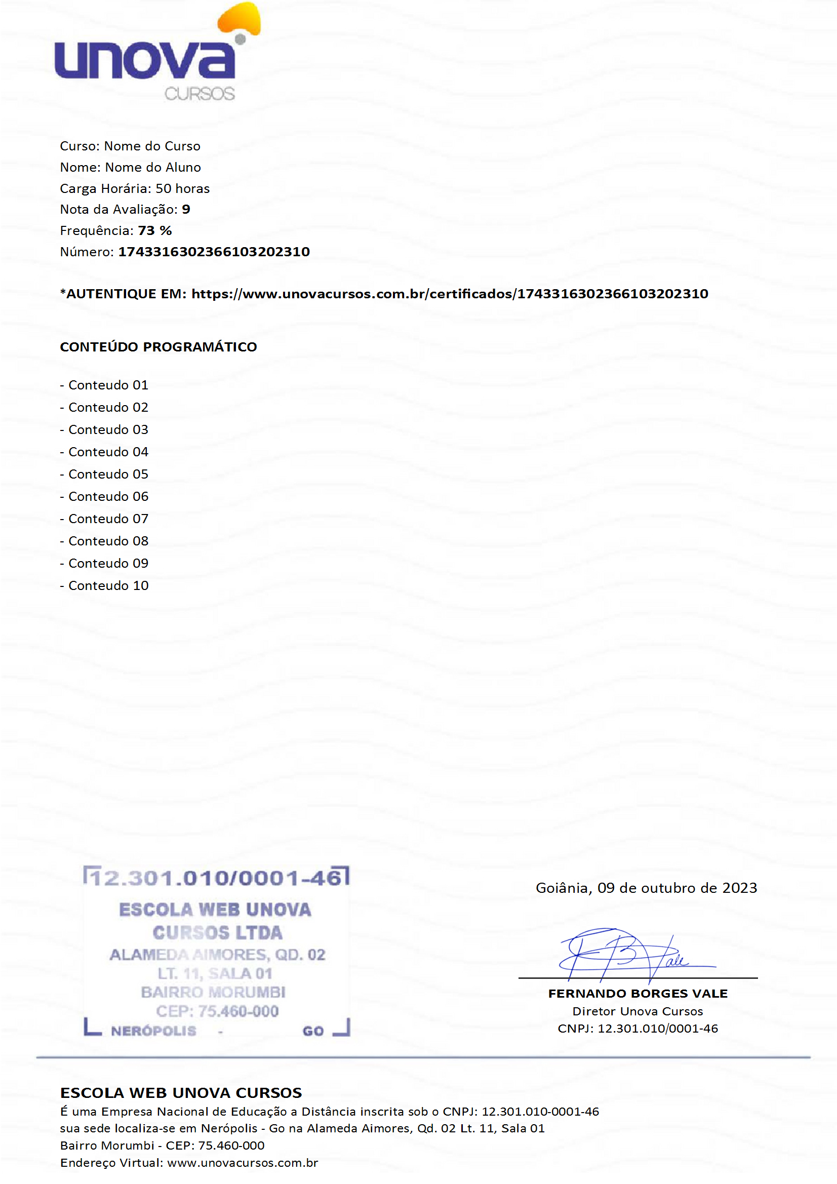 informações pra verificar se é reconhecido pelo mec - Unova Cursos